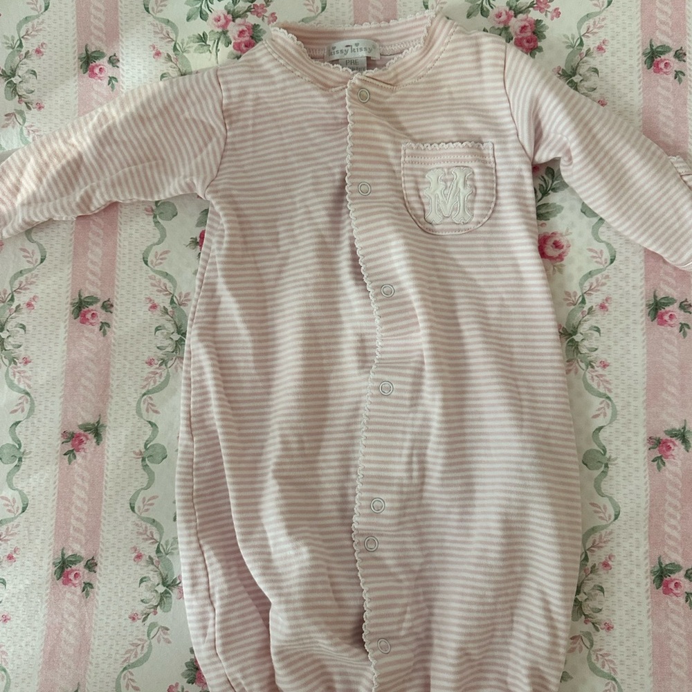 Kissy kissy M Pink Striped Baby Onesie